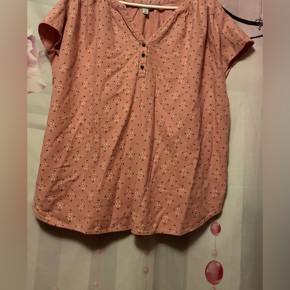 Women's Croft and Barrow  Pink Button-Up Top 2XL